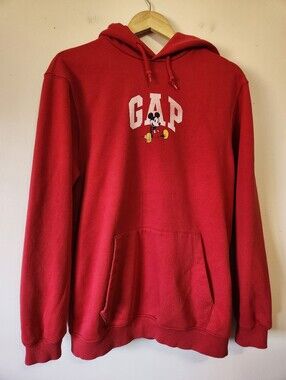 Gap x Disney Mickey Mouse Logo Hoodie Modern Red Oversized Size Small Like New